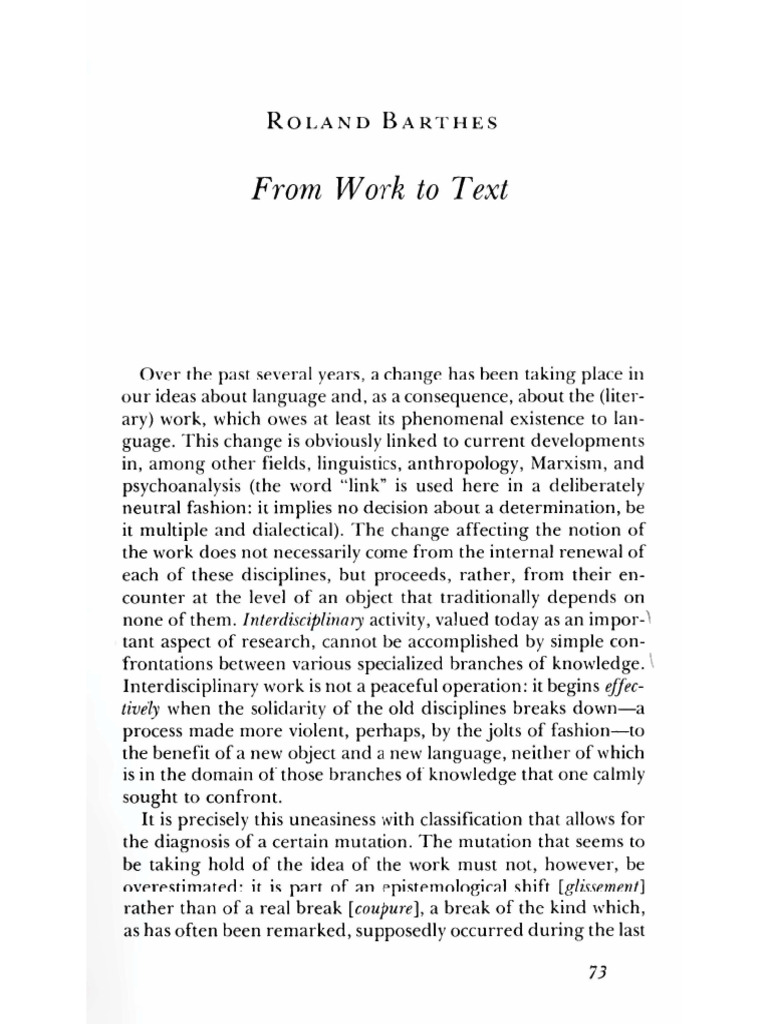 From Work To Text
