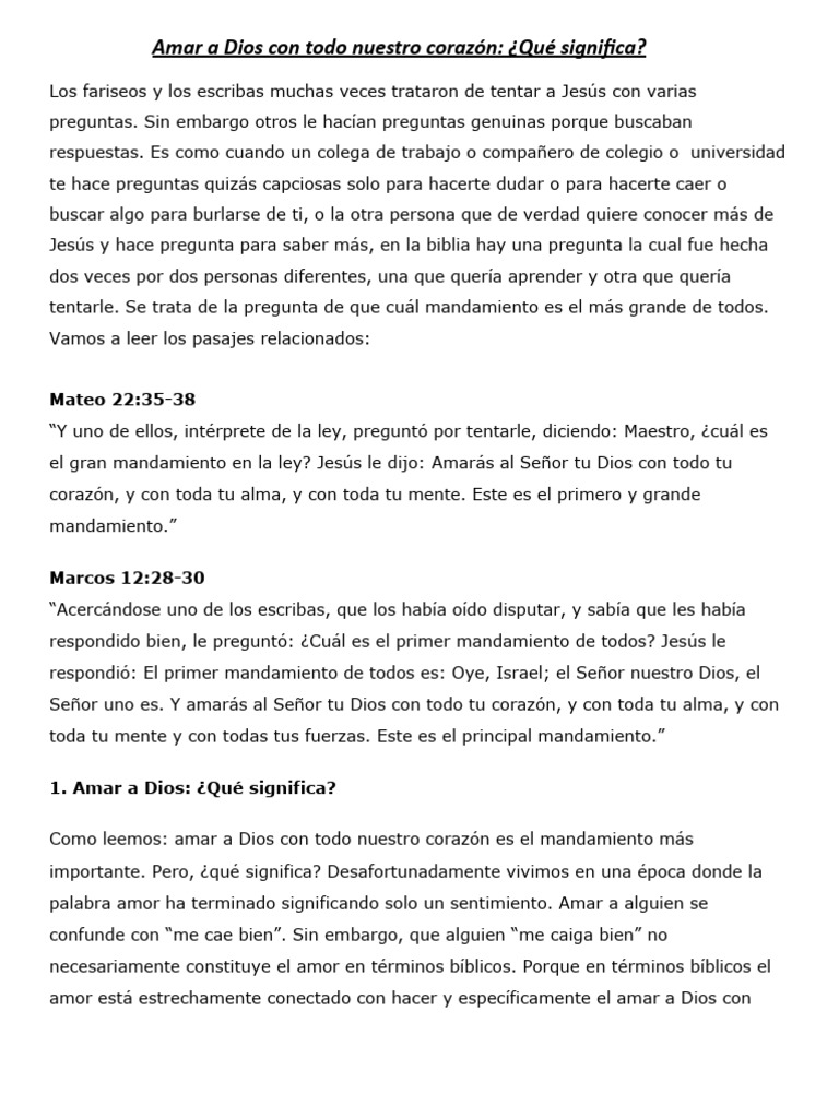 Amar a Dios Significado y Mandamientos PDF Teología Creencia