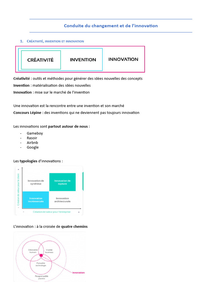 Conduite du changement et innovation | PDF | Innovation | Modèle d ...