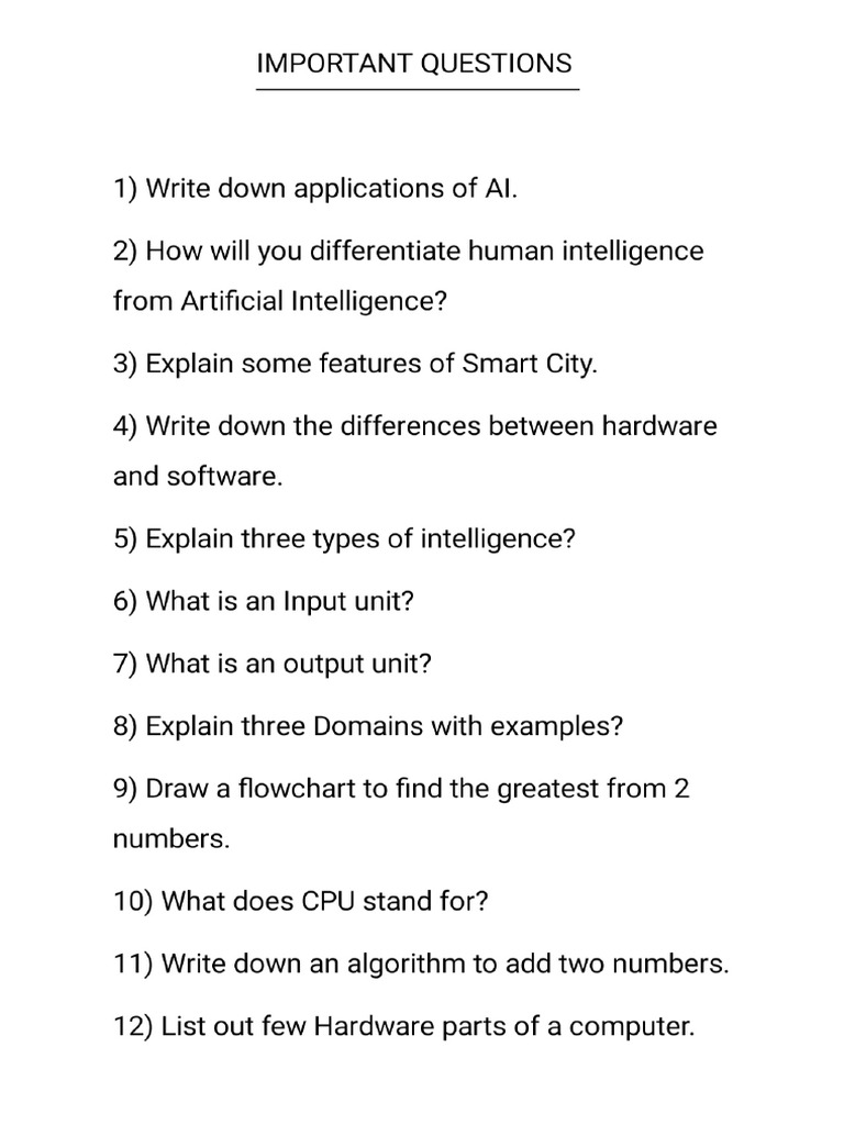 Practice Questions For Artificial Intelligence Pdf