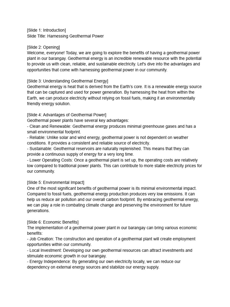 Geothermal multimedia presentation script pdf energy development