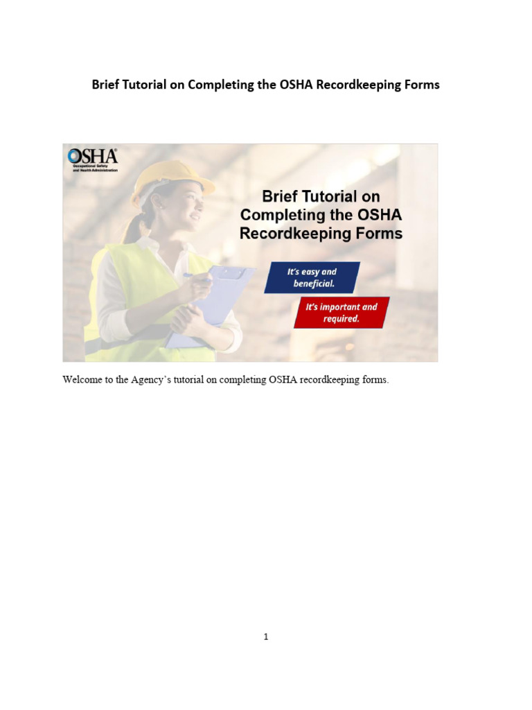 OSHA Recordkeeping Presentation Tutorial PDF Occupational Safety