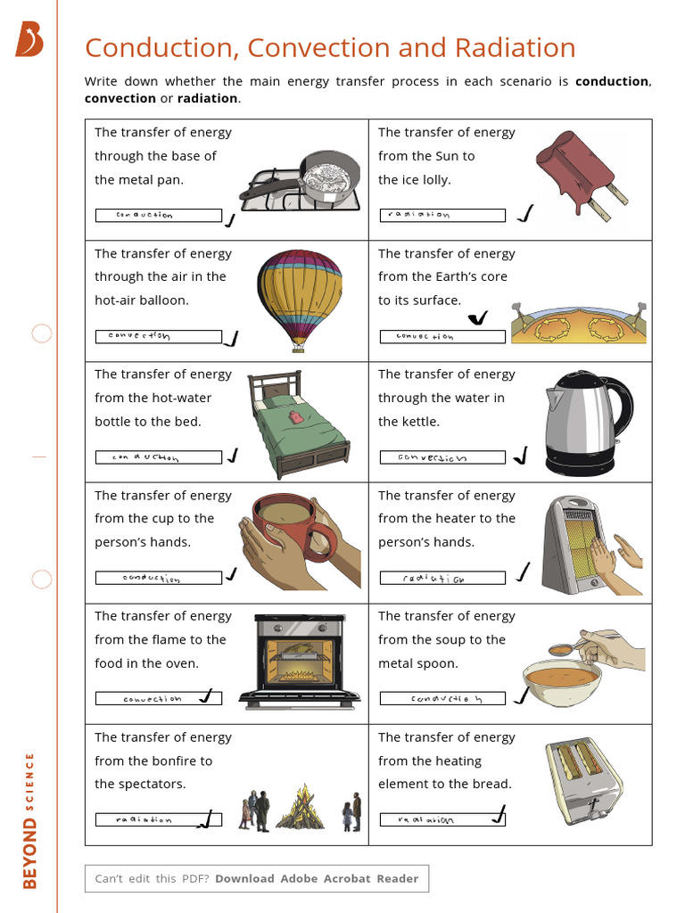 Conduction Convection and Radiation Worksheet Interactive PDF