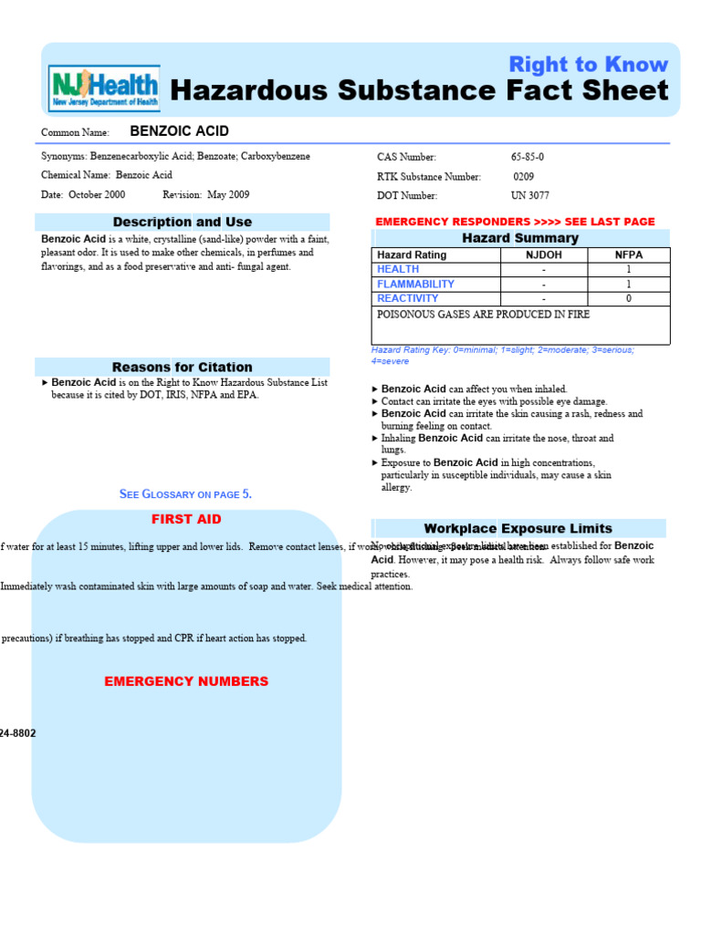 Hazardous Substance Fact Sheet Right To Know PDF Occupational