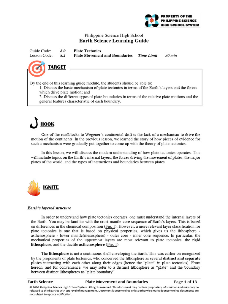 Plate Movement And Boundaries Pdf Plate Tectonics Tectonics