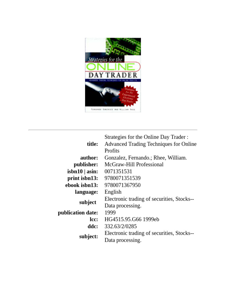 Strategies For The Online Day Trader (Fernando Gonzalez, William Rhee ...