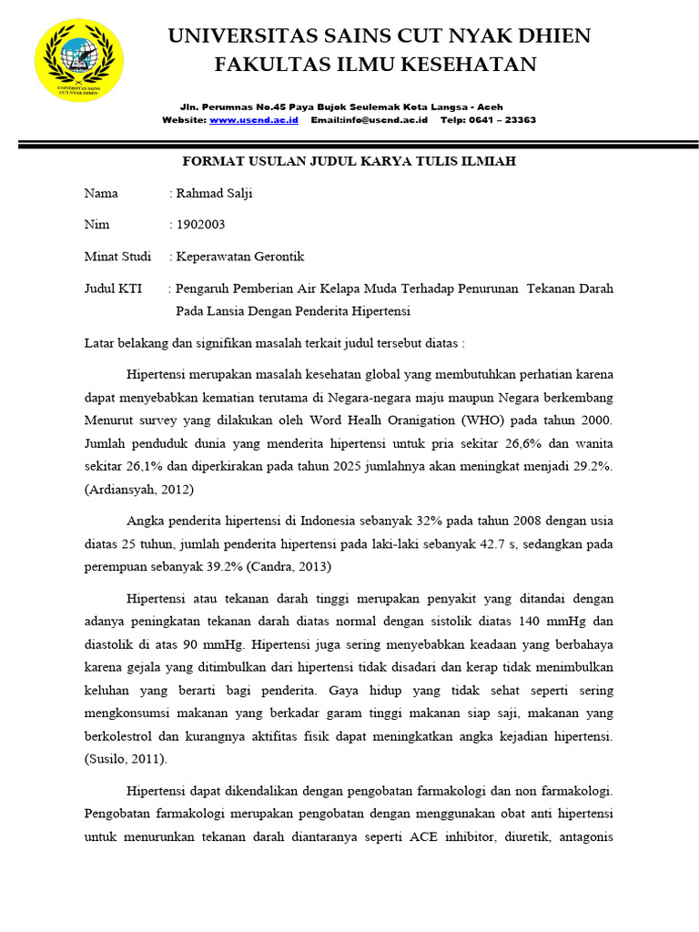 Contoh Format Usulan Kti | PDF