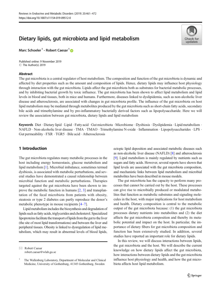 Dietary Lipids, Gut Microbiota and Lipid Metabolism PDF