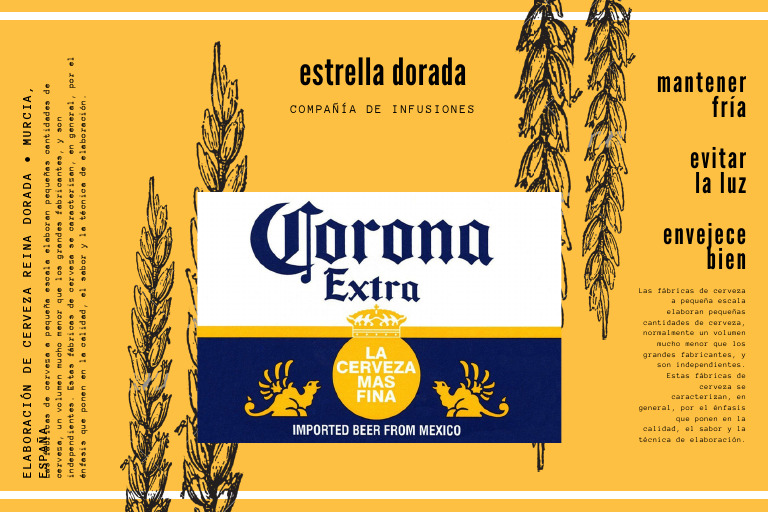 Amarillo Negro Vintage Trigo Ilustración Cerveza Producto Etiqueta | PDF