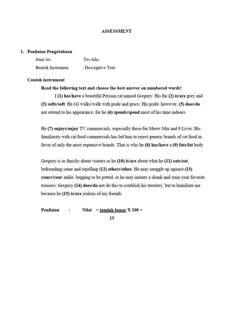 APPENDIX 2 ASSESSMENT (Revisi) | PDF