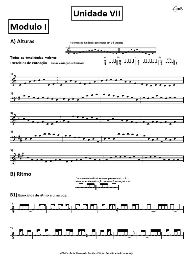 Exercícios de Solfejo e Ritmo | PDF | Intervalo (música) | Escala (música)