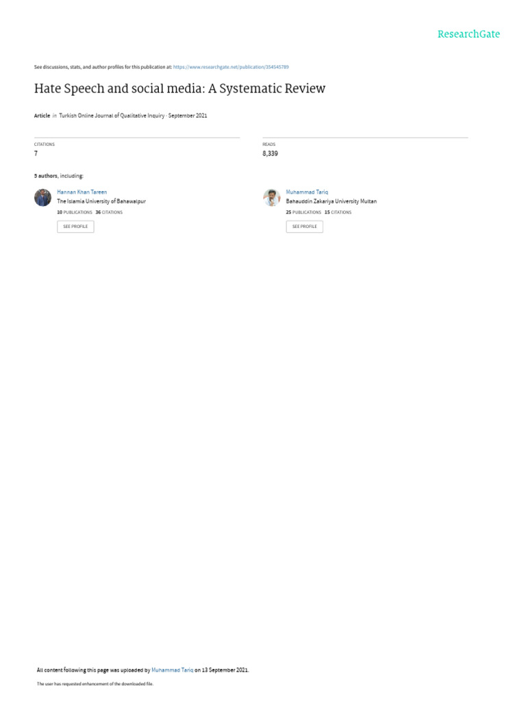 Systematic Review of Hate Speech Online | PDF | Self-Improvement ...