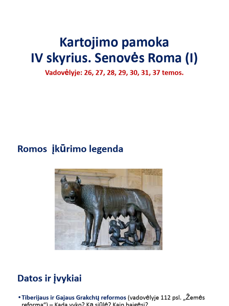 Kartojimo Pamoka -IV Sk. Senovės Roma (I) | PDF