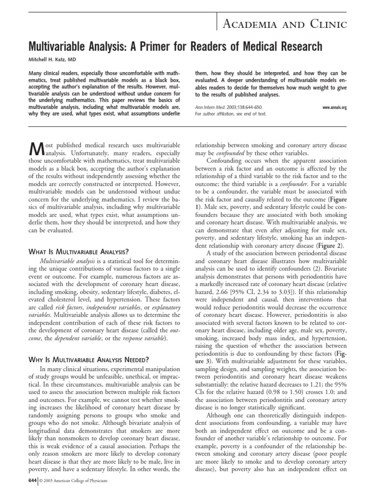 Multivariable Analysis Key Concepts | PDF