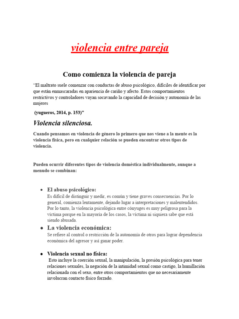 Tipos y señales de violencia de pareja | PDF | La violencia contra las ...