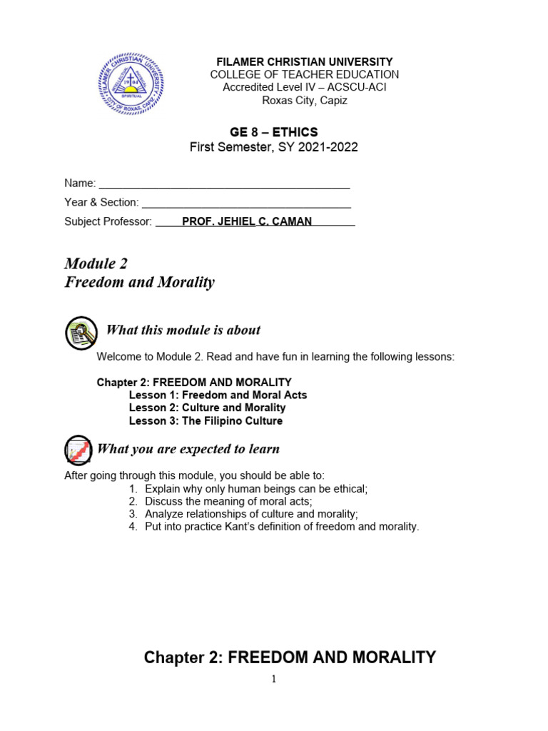 Module 2 Lesson 1 and 2 | Download Free PDF | Autonomy | Virtue