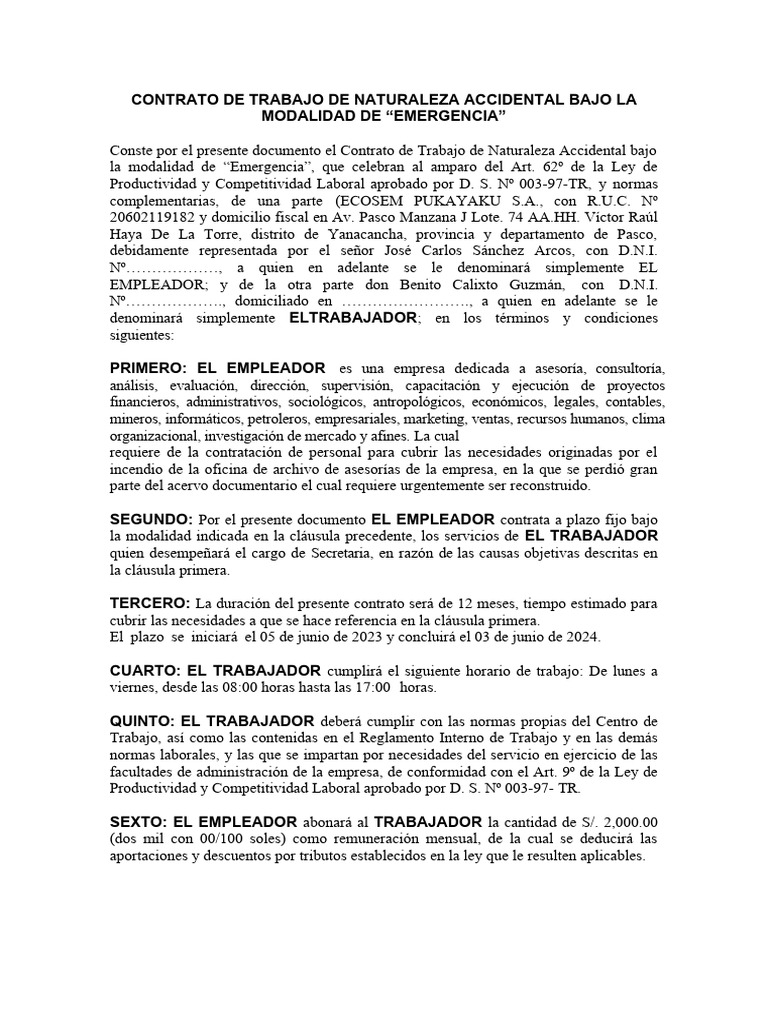 Contrato de Emergencia | PDF
