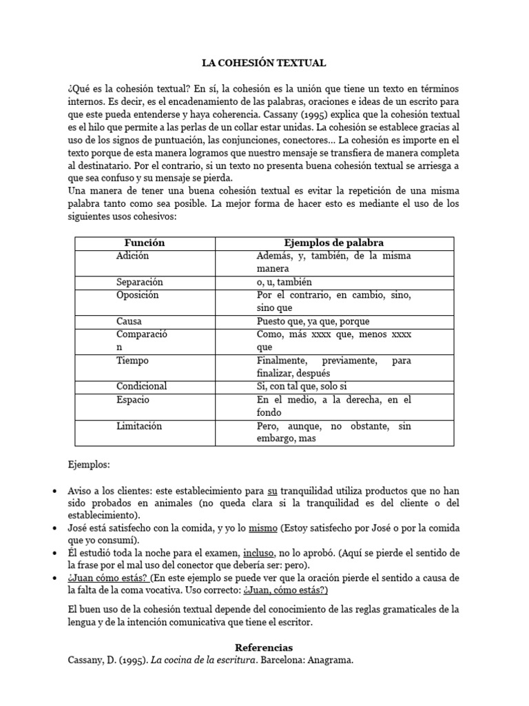 Definición de cohesión textual | PDF