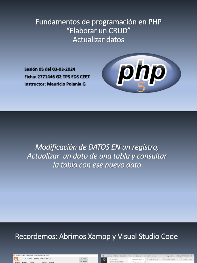 Sesion 05 CRUD CON HTML - PHP - MYSQL (CONEXION) | PDF | Php | Bases de ...