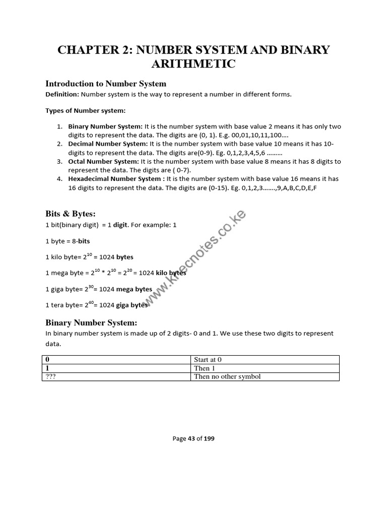 Number System and Binary | PDF | Subtraction | Division (Mathematics)