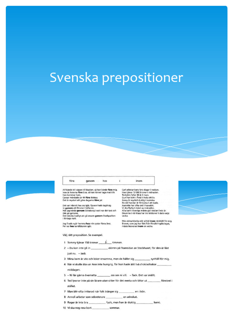Svenska Prepositioner | PDF