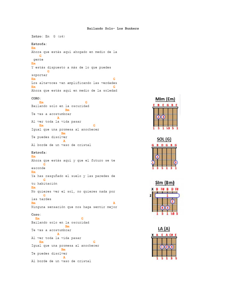 BAILANDO SOLO. Letra y Acordes. | PDF | Arte | Poesía, image size:768x1024