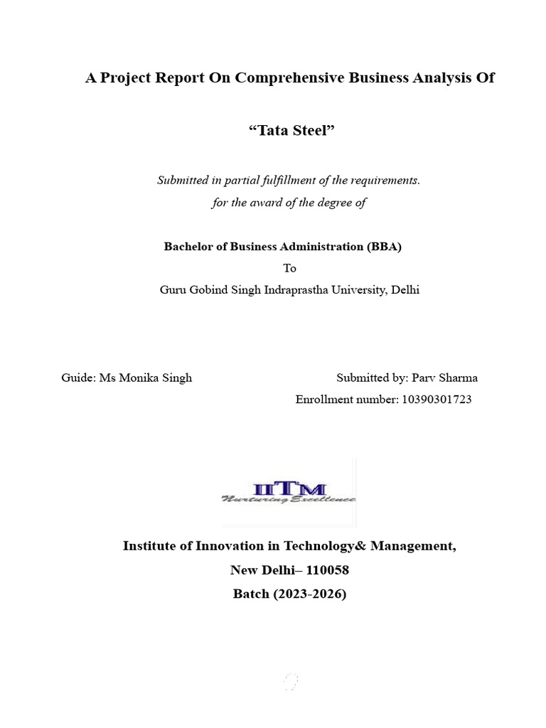 Tata Steel Business Analysis Report | PDF | Steelmaking | Corporate ...