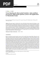 Green Functions For Three-Point Boundary Value Problems Governed by Differential Equation Systems With Applications To Timoshenko Beams