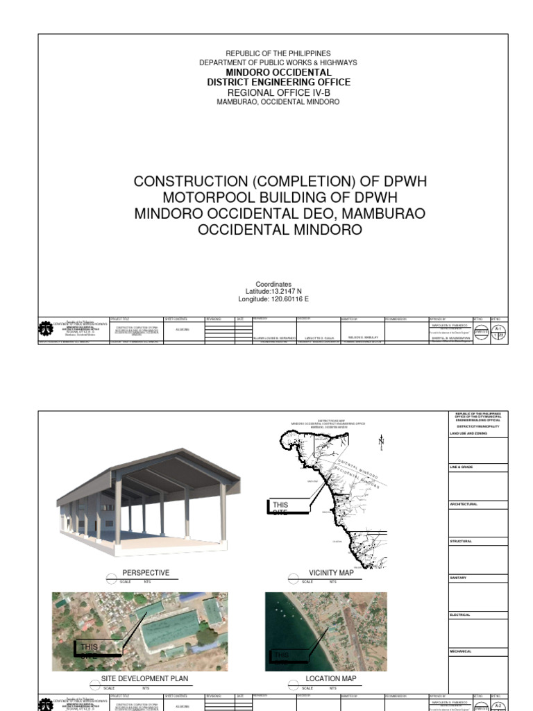 DPWH Motorpool Building Plan Mamburao | PDF | Philippines