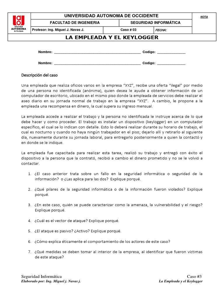 Caso 3 empleada y keylogger pdf la seguridad inform tica seguridad