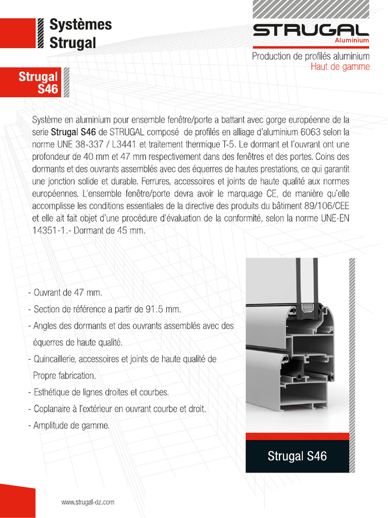 Strugal - Fiche - S46 - LOT 10-MENUISERIE EN ALUMINIUM | PDF