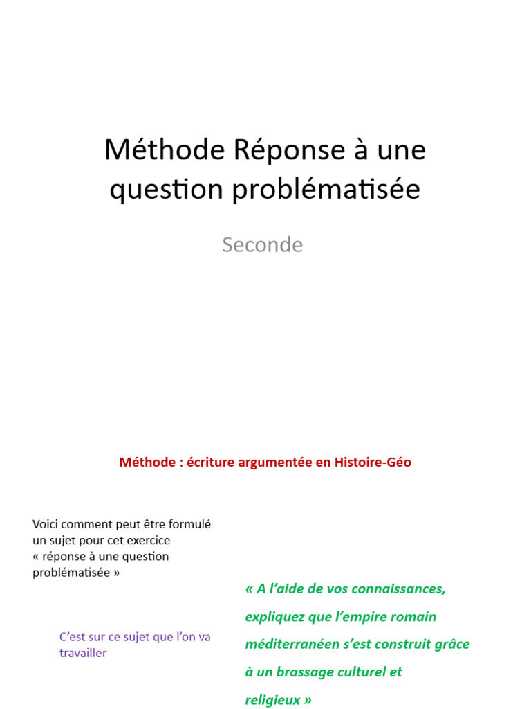Méthode de réponse en histoire-géo | PDF