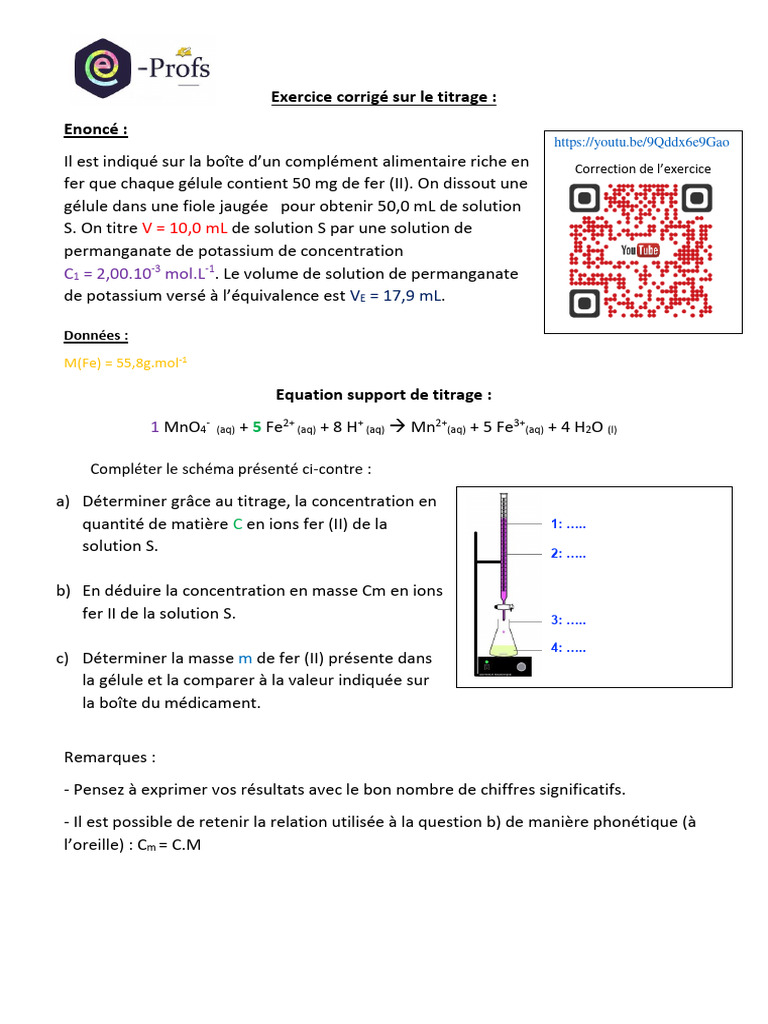 Protocole de titrage colorimétrique | PDF | Méthodes et références ...