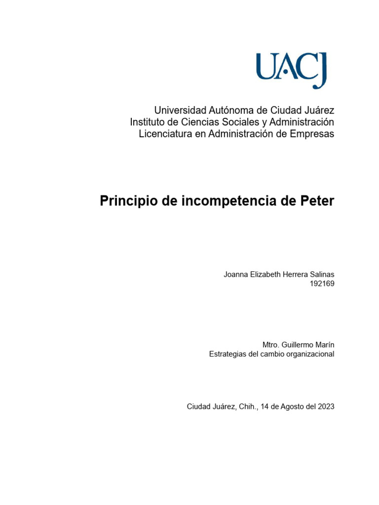 El Principio de Incompetencia de Peter | PDF