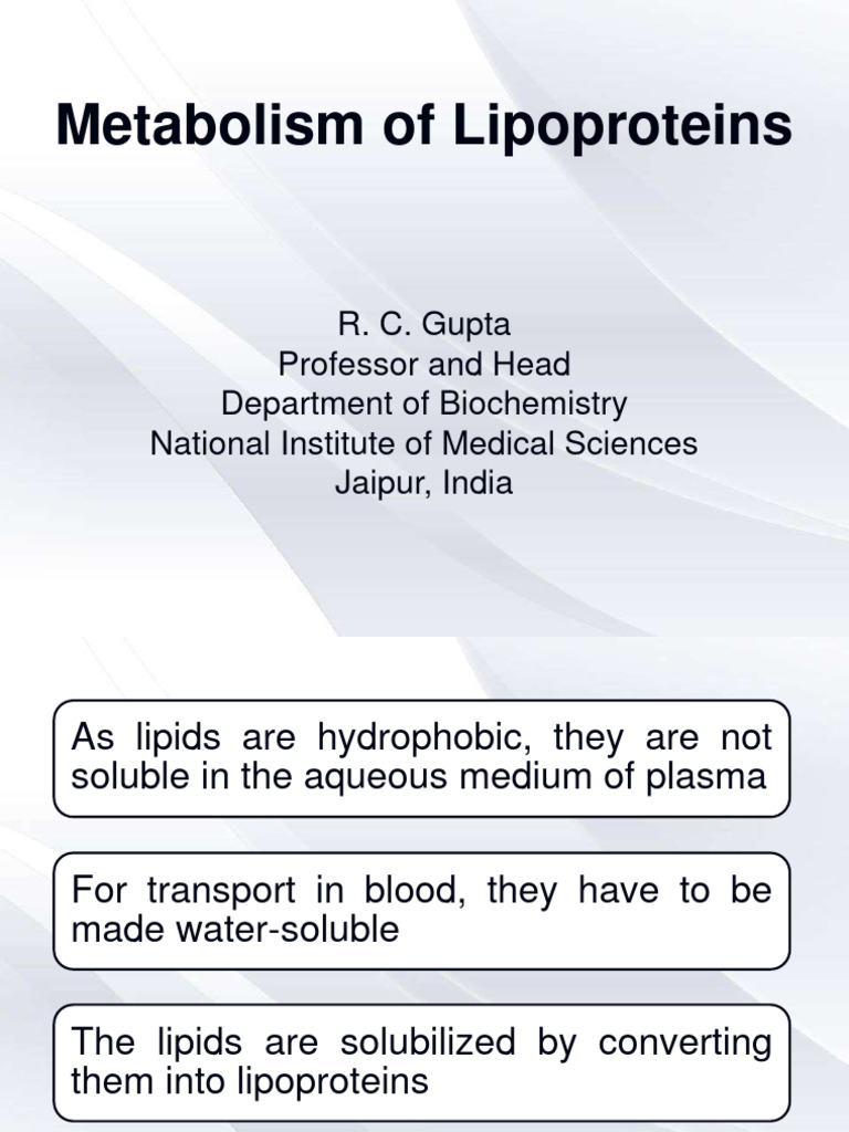 Lipoprotein Metabolism Explained | PDF | Lipoprotein | High Density ...