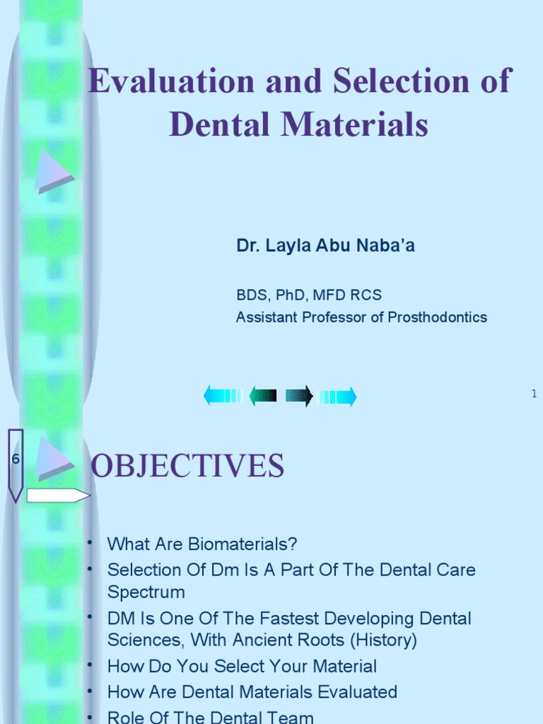 02 Evaluation and Selection of Dental Materials PDF Dental