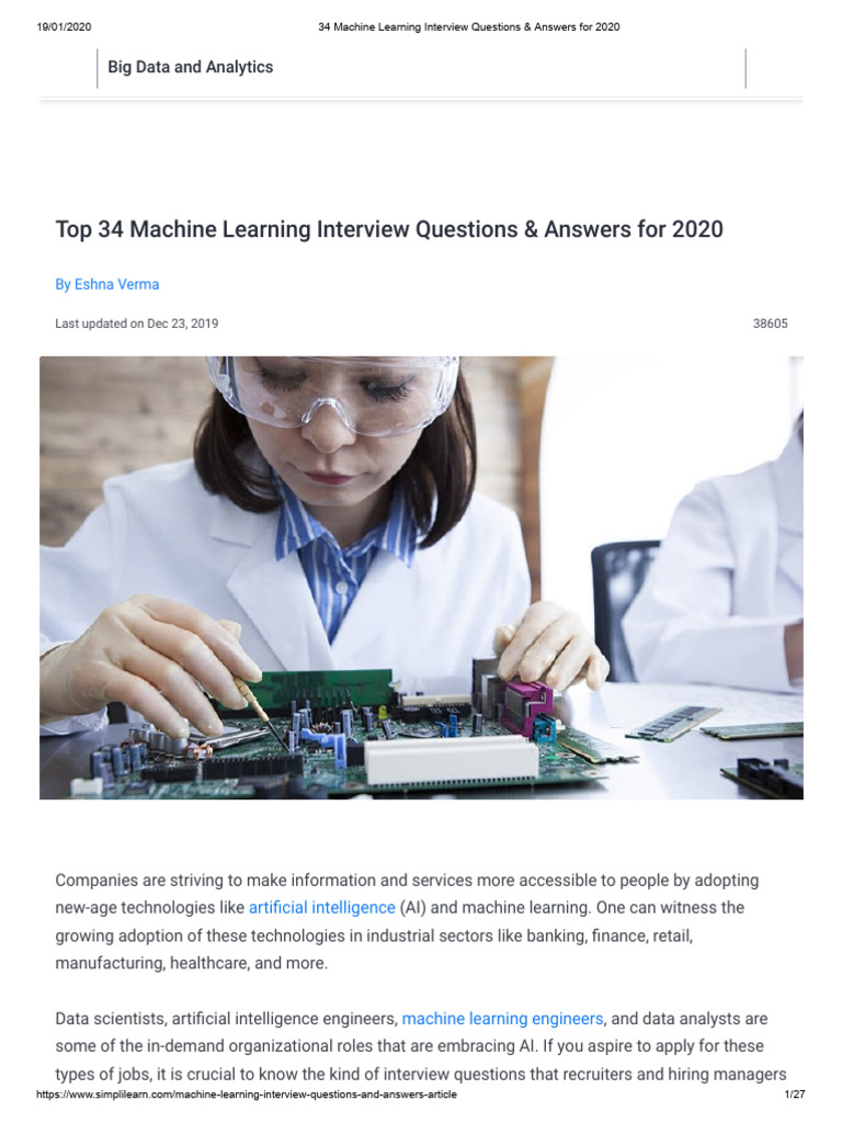 Top Machine Learning Interview Q&A 2020 | PDF | Machine Learning ...