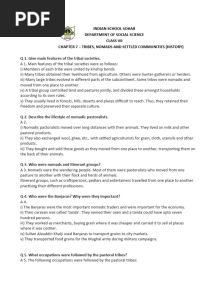 Worksheet - Tribes, Nomads and Settled Communities