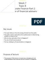 Week 7 Topic 8 Corporate Finance Part 2 The Role of Financial Advisers