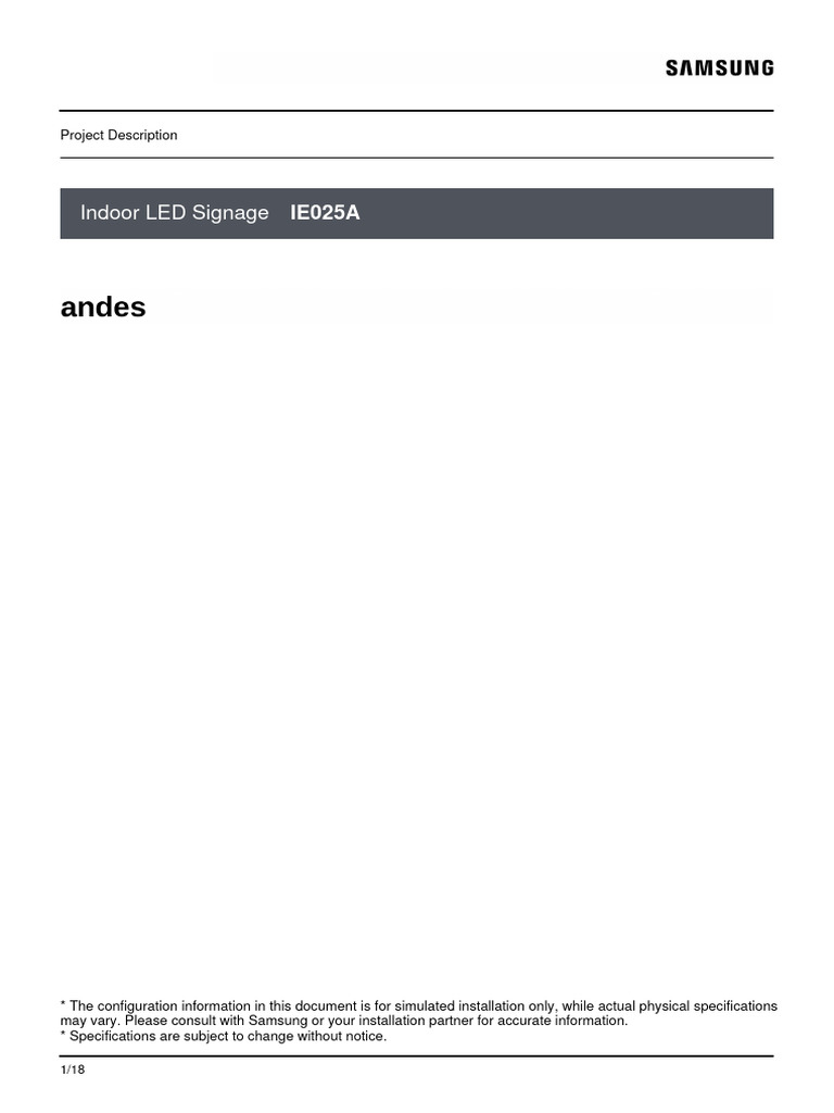 Samsung IE025A Indoor LED Signage | PDF | Ventilation (Architecture ...