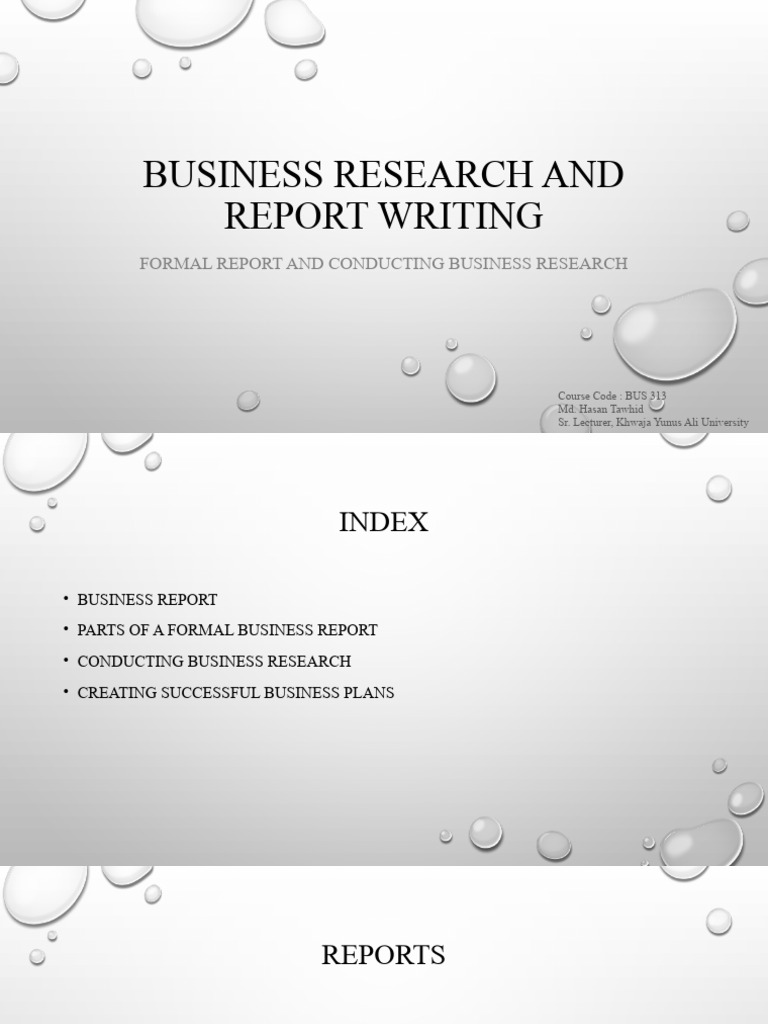 Business Research Report Writing Guide | PDF | Information | Business Plan
