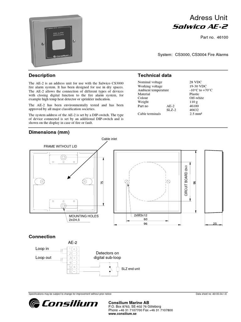Salwico AE-2 Address Unit Overview | PDF