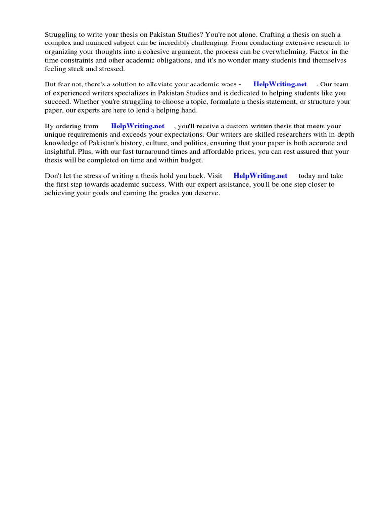 Thesis Topics in Pakistan Studies PDF