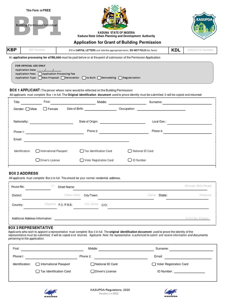 Building Permit Individual - BPI v1.2 | PDF
