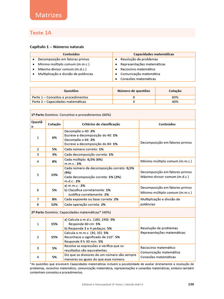 Matrizes Testes | PDF