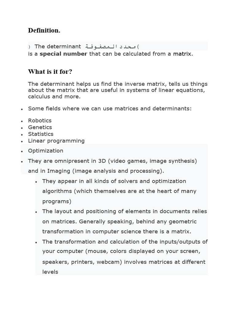 Cours3 Determinant Pdf Matrix Mathematics Determinant