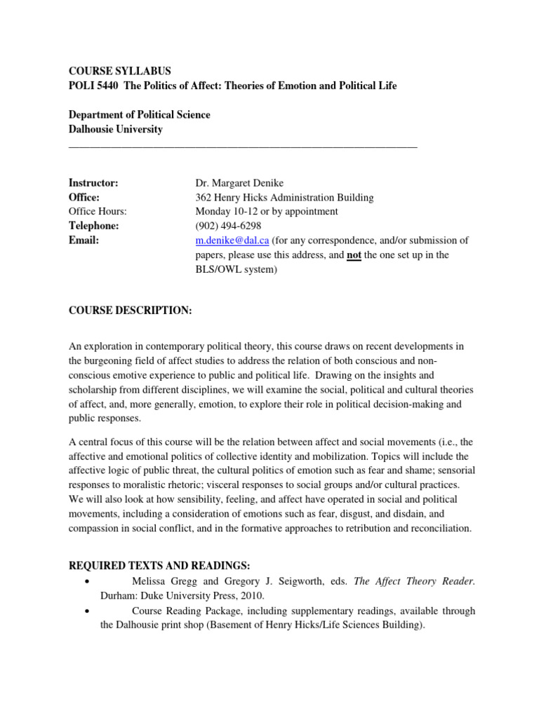 Affect Theory Syllabus | PDF