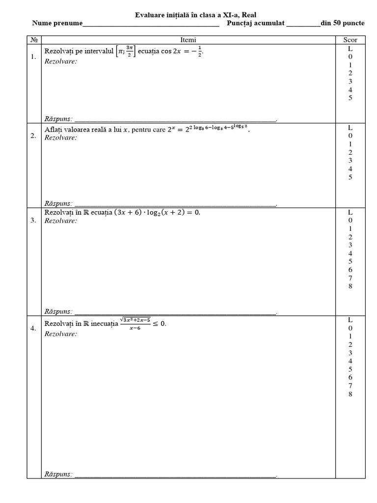 11 - Evaluare Initiala - 2023 | PDF