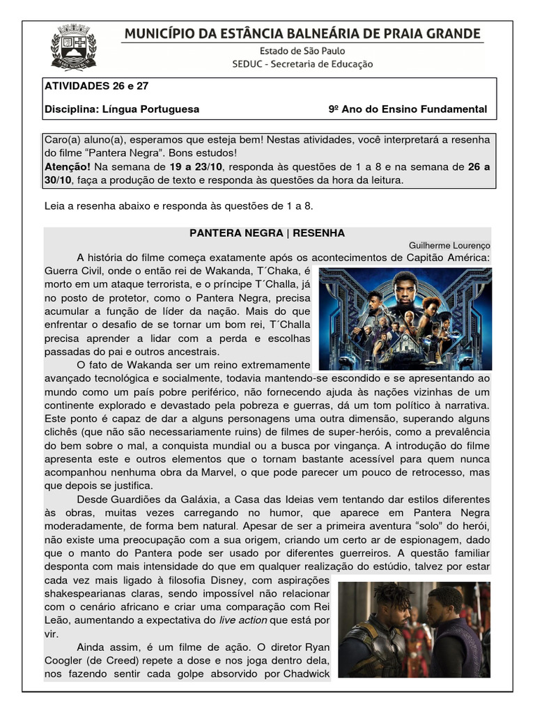 Resenha do Filme Pantera Negra | PDF