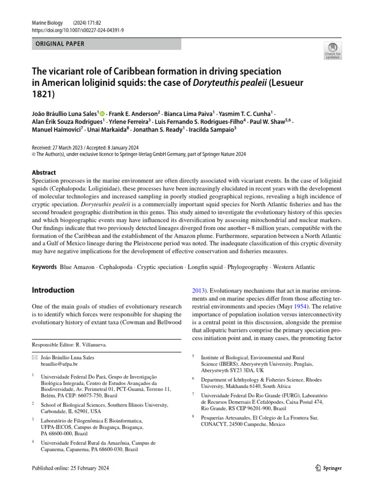 Sales Et Al 2024 The Vicariant Role of Caribbean Formation in Driving